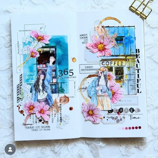 Seahorse Forest Washi Tape Set-2 Rolls(A45+A49) Washi/PET Tape Stickers,Original Designs,Fashion Characters Figures for Scrapbooks Supplies,Journaling,Junk Journal,Bullet Journals,Planners