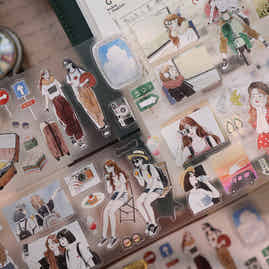 YiEr Vol18【Journey】Salt Series Pre-cut Orginal Design Travel Character Storyboard Washi Tape and PET Stickers