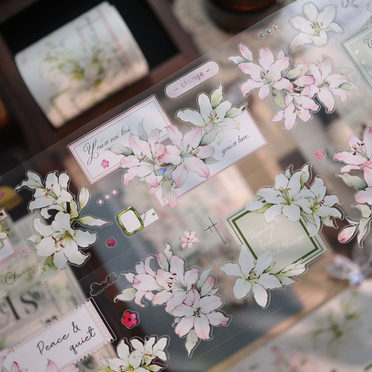 YiEr Vol18【Faint-Mist Lily】Pre-cut Orginal Design Follower Washi Tape and PET Stickers
