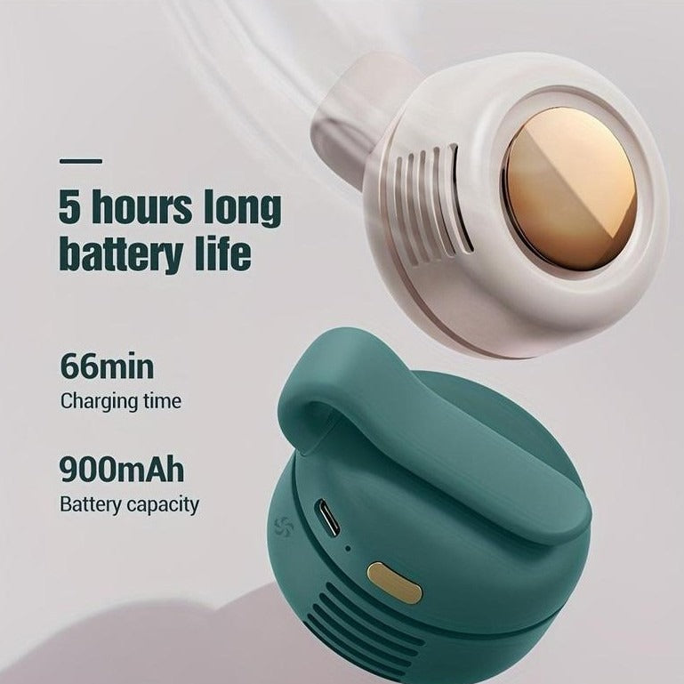 ‌Mini Cyclone-160g Bladeless Clip Fan, der überall hin mitkommt. 3 Geschwindigkeiten. 900 mAh. Silikonclip. Überall befestigbar. Freihändige Kühlung.