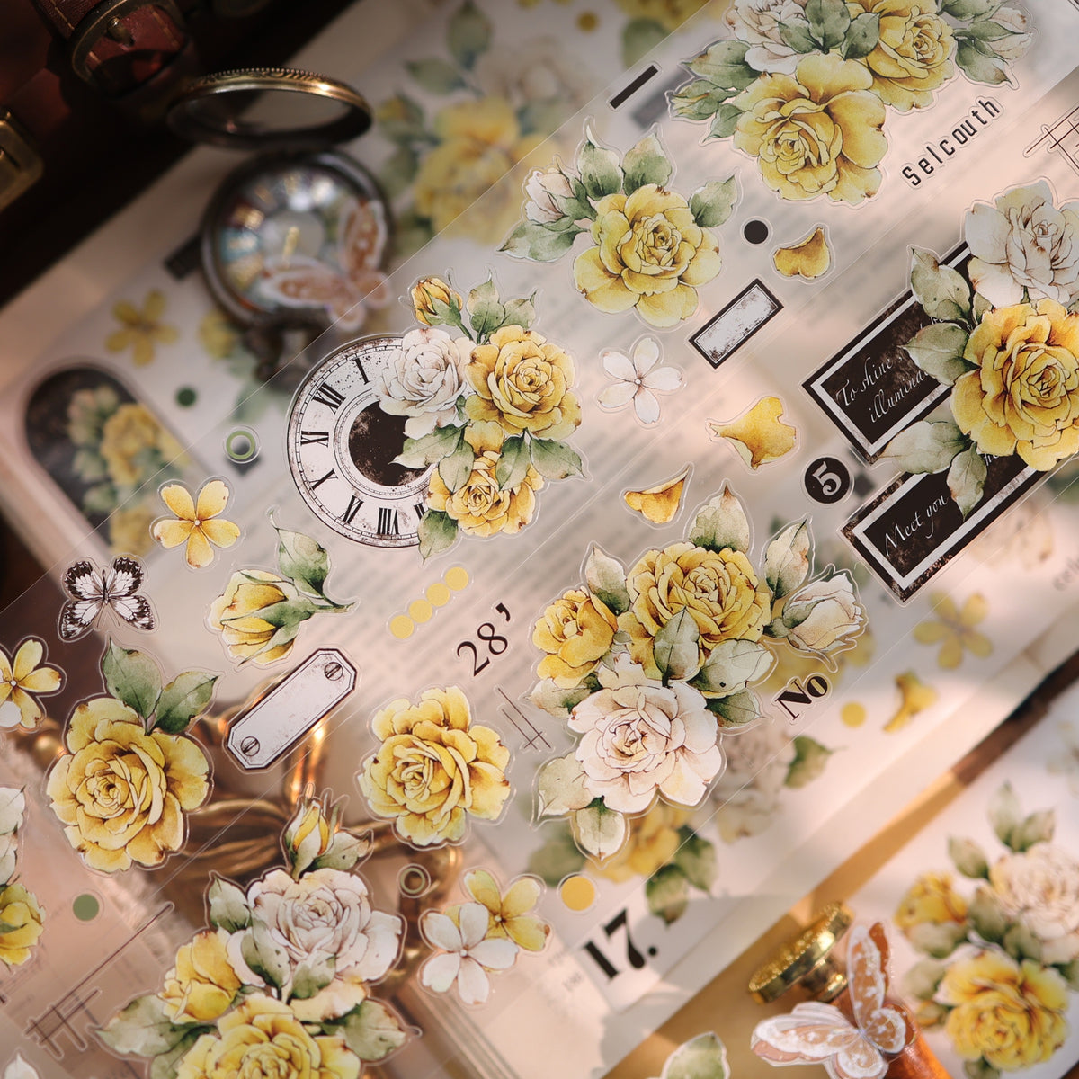 YiEr Vol18【Yellowed Letter Paper】Pre-cut Orginal Design Follower Washi Tape and PET Stickers