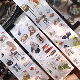 YiEr Vol18【Slow Daily Life】Salt Series Pre-cut Orginal Design Travel Character Storyboard Washi Tape and PET Stickers