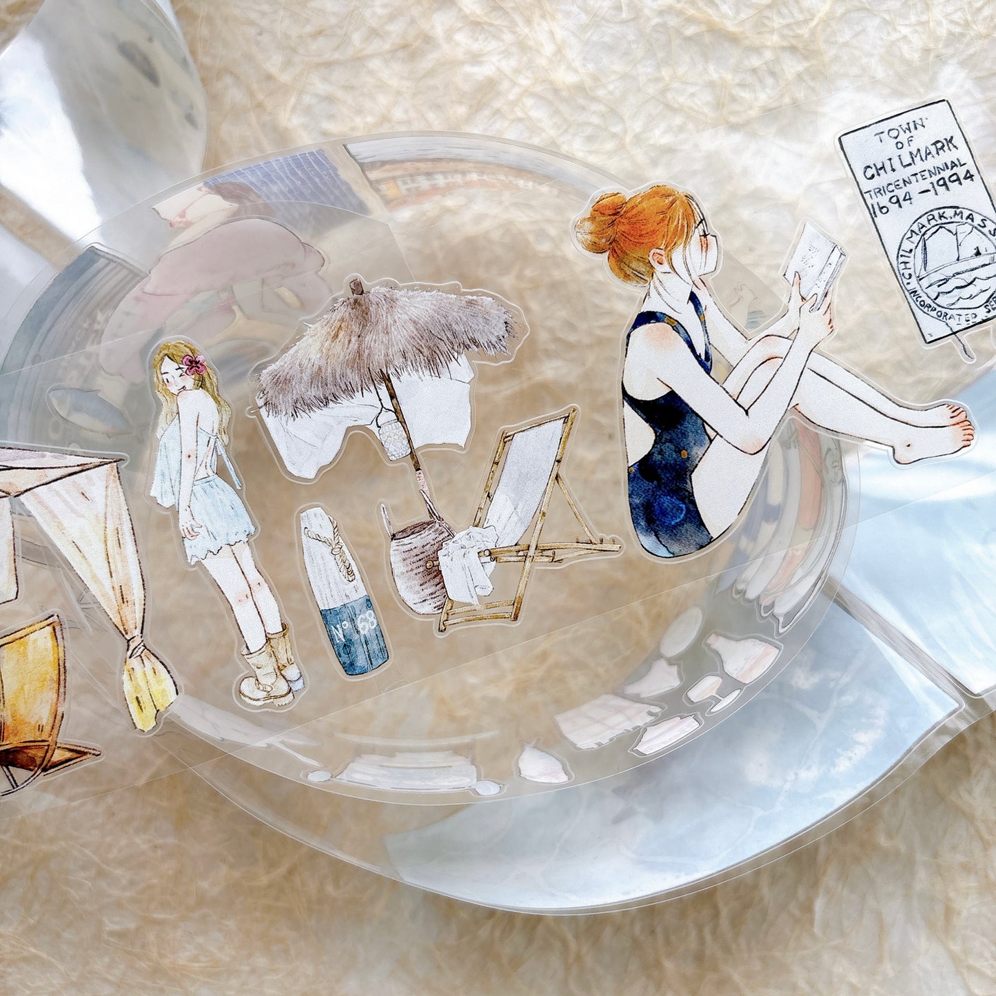 Seahorse Forest Vol11【A66#Anecdotes from Coast】Vintage Scene Original Design Pre-Cut Washi/PET Tape Stickers,for Scrapbook Supplies,Junk Journal Supplies