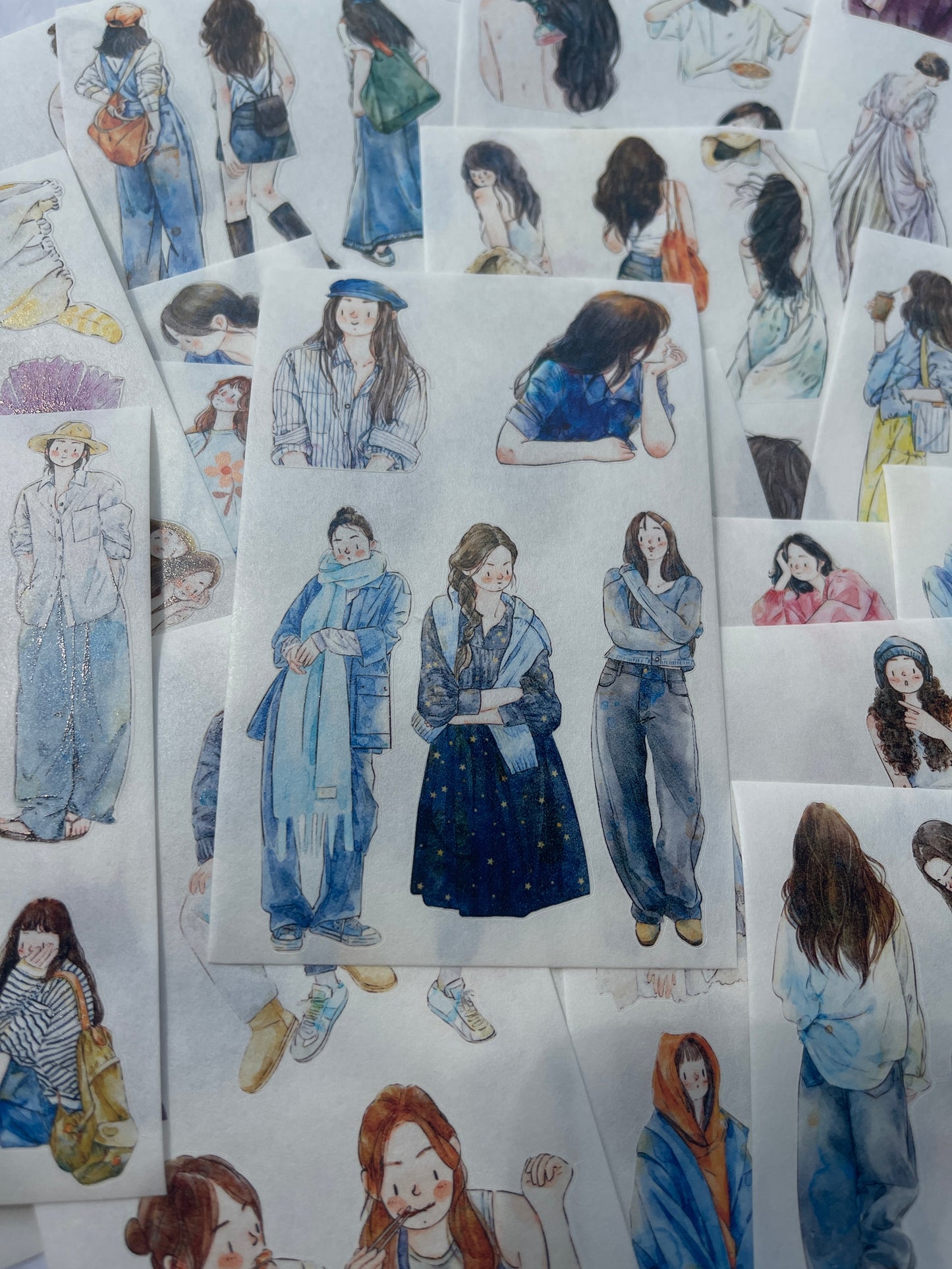 ‌DingDing【M6-Washi Paper】Mini Pre-Cut 117PCS Archive Vintage Portrait Stickers,Limited Edition Classic Collection for DIY Journal, Scrapbook & Crafts