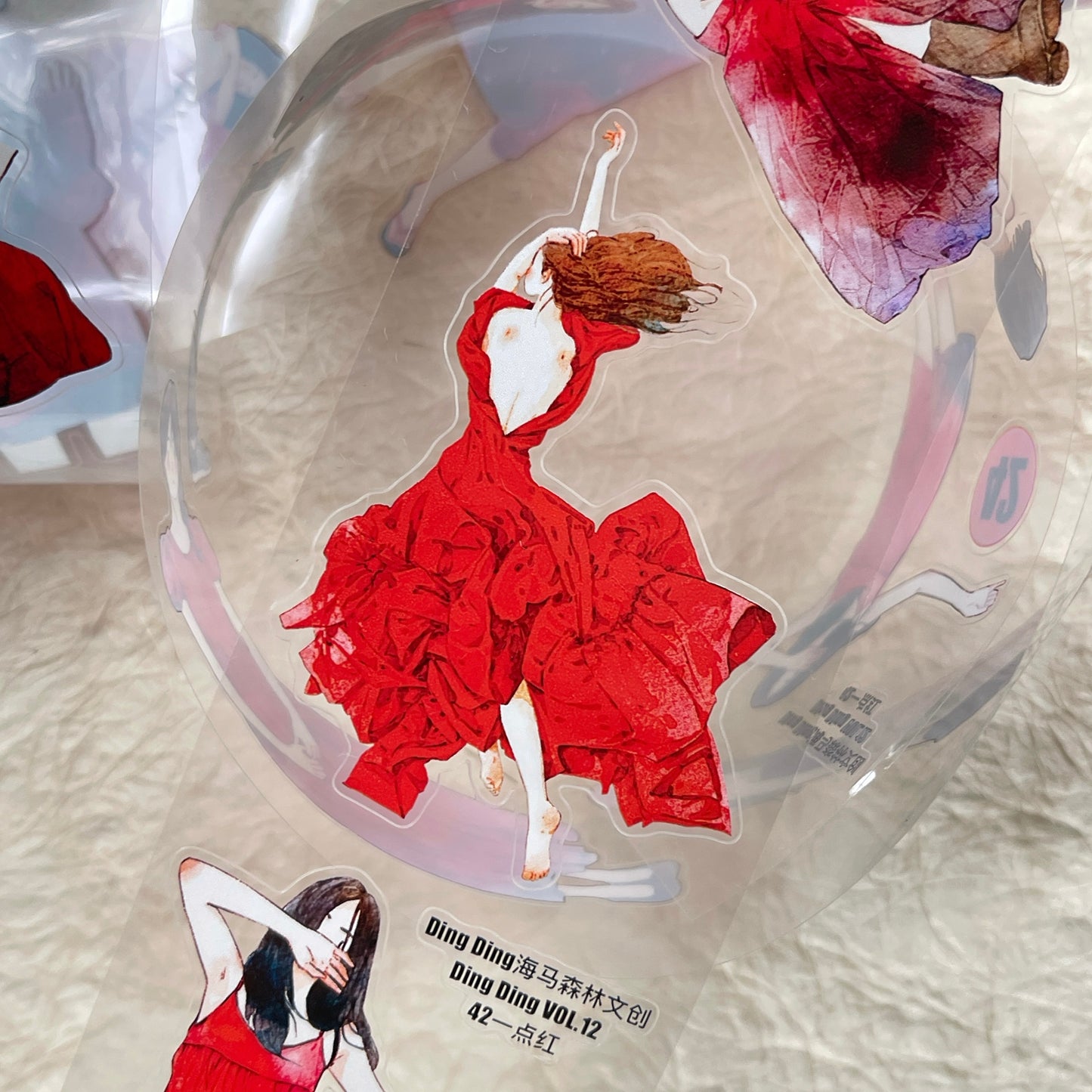 DingDing Vol12【42#A Little Red】Original Design Pre-Cut Washi/PET Tape Stickers,for Scrapbook Supplies,Journaling,Junk Journal,Bullet Journal,Planner Stickers