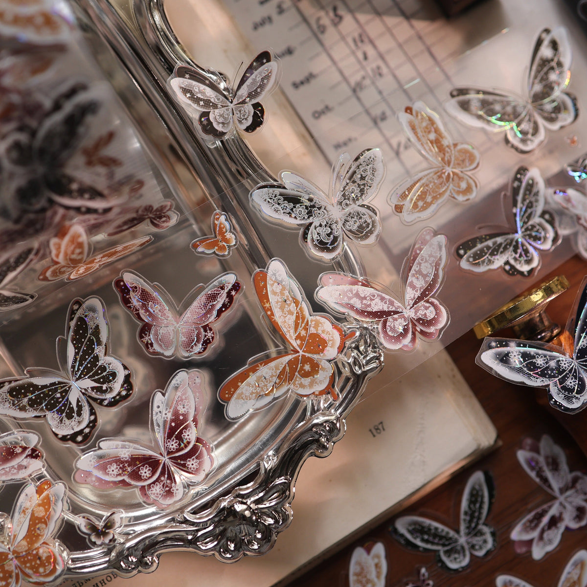 YiEr Vol18【Glasswing Butterfly】Pre-cut Orginal Design Butterfly Washi Tape and PET Stickers