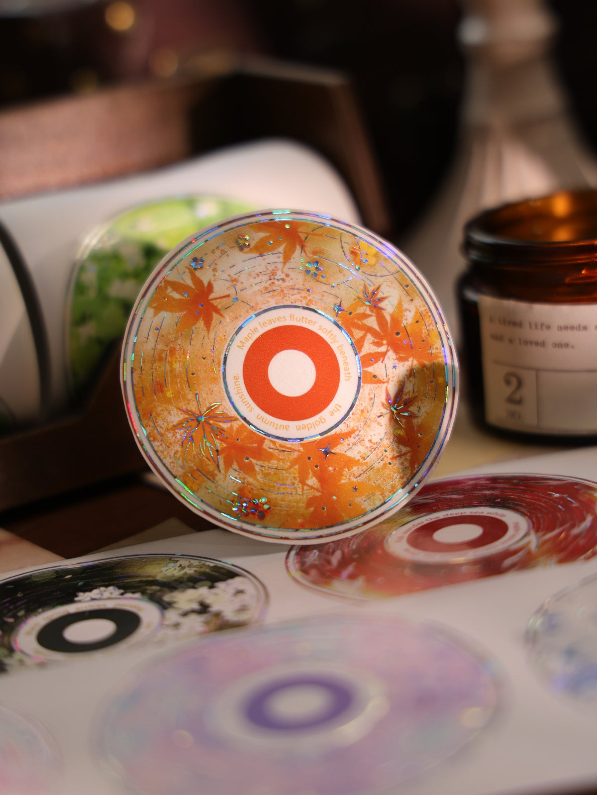 YiEr Vol18【 Spinning Sound Creates Dreams】Pre-cut Orginal Design CD Disc Tape,Light Retro Record Washi Pet Tape