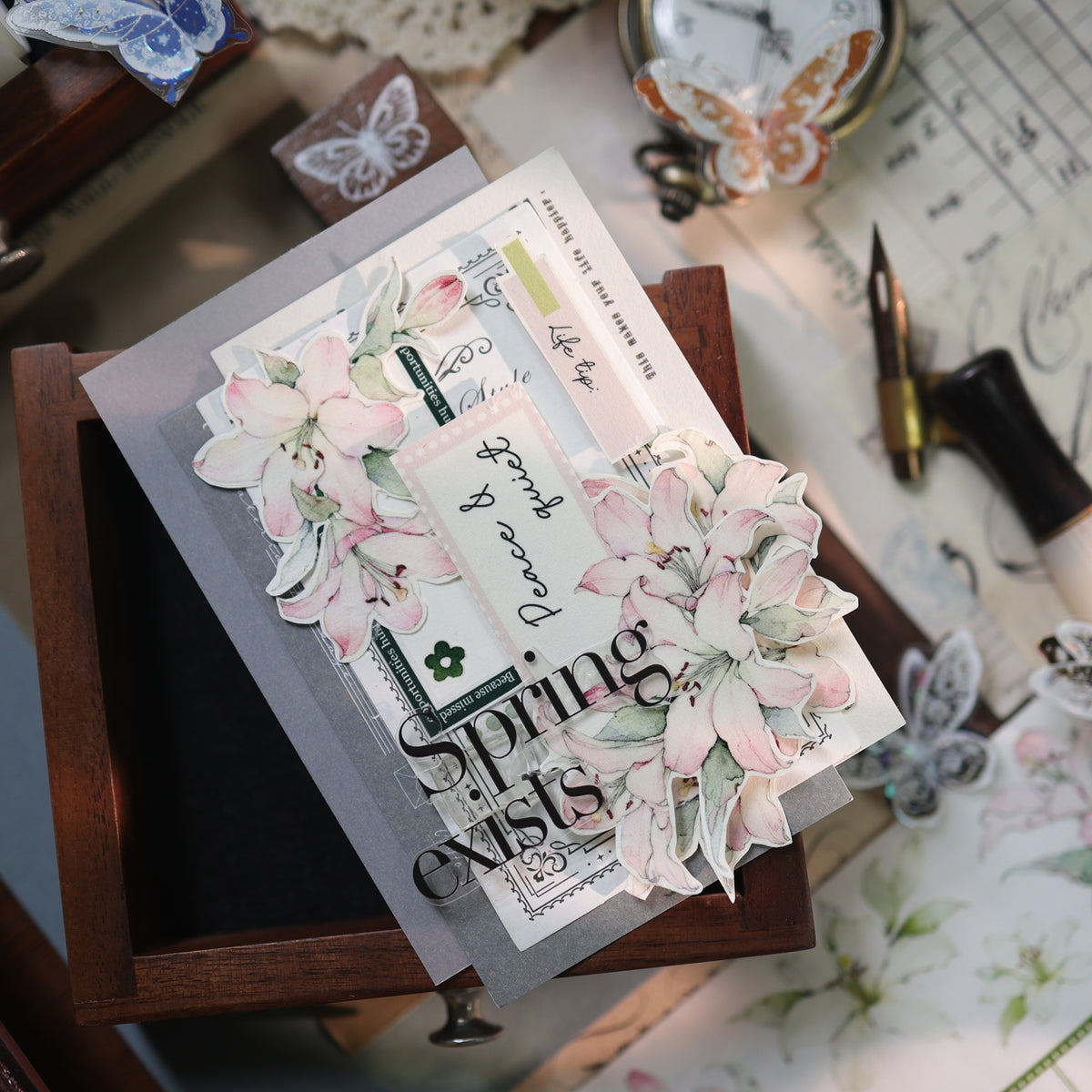 YiEr Vol18【Faint-Mist Lily】Pre-cut Orginal Design Follower Washi Tape and PET Stickers