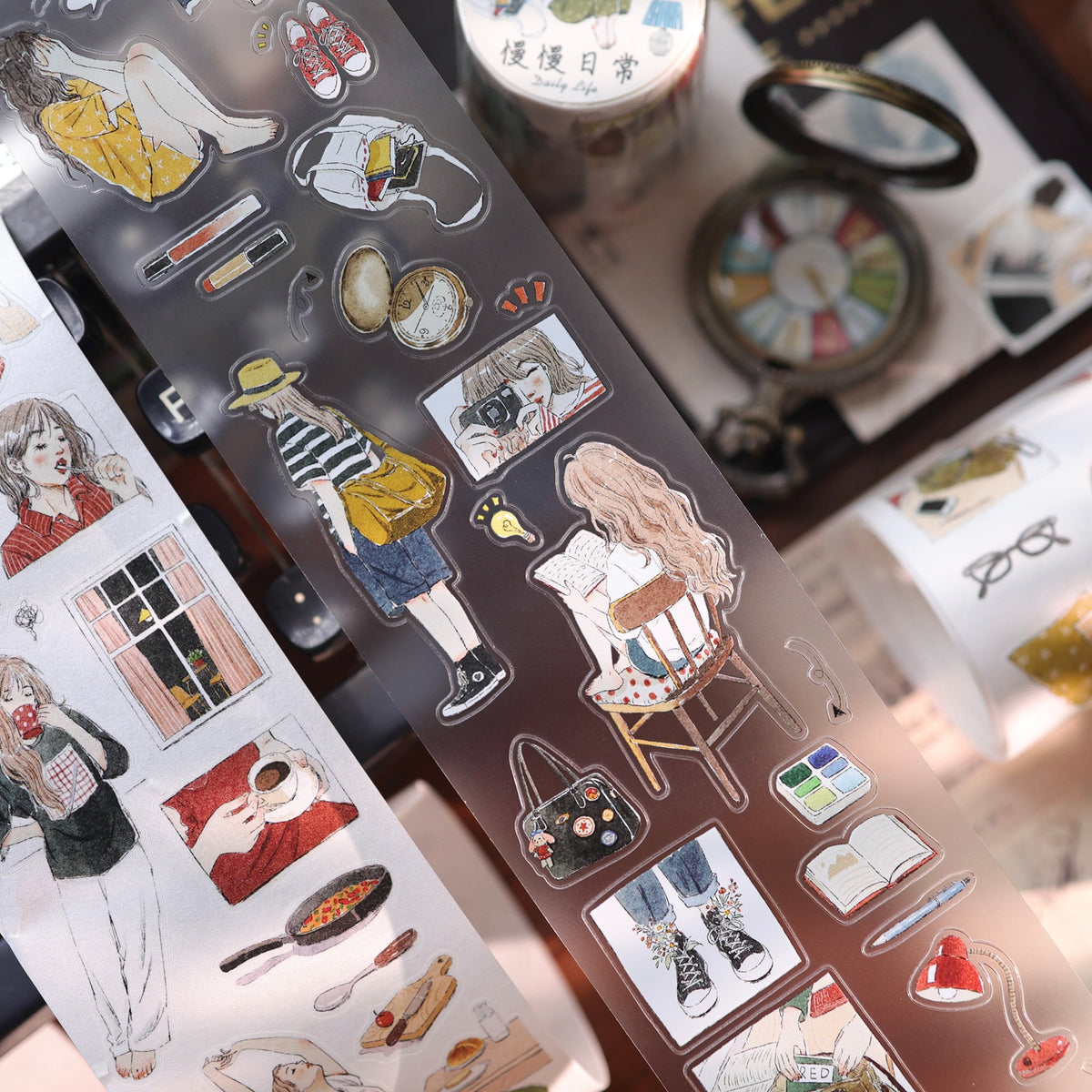 YiEr Vol18【Slow Daily Life】Salt Series Pre-cut Orginal Design Travel Character Storyboard Washi Tape and PET Stickers