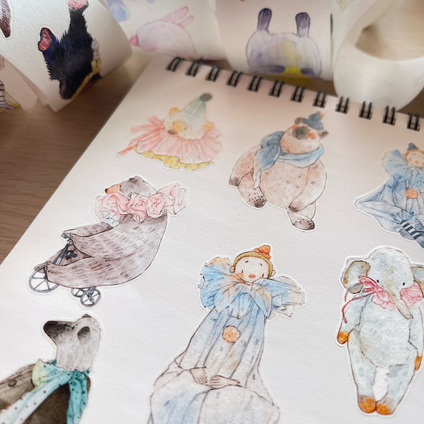 DingDing Vol13【46#Ragdoll】Kiss-cut Washi Pet Tape,Original Vintage Design for Scrapbooks Supplies,Junk Journal,Planner Stickers