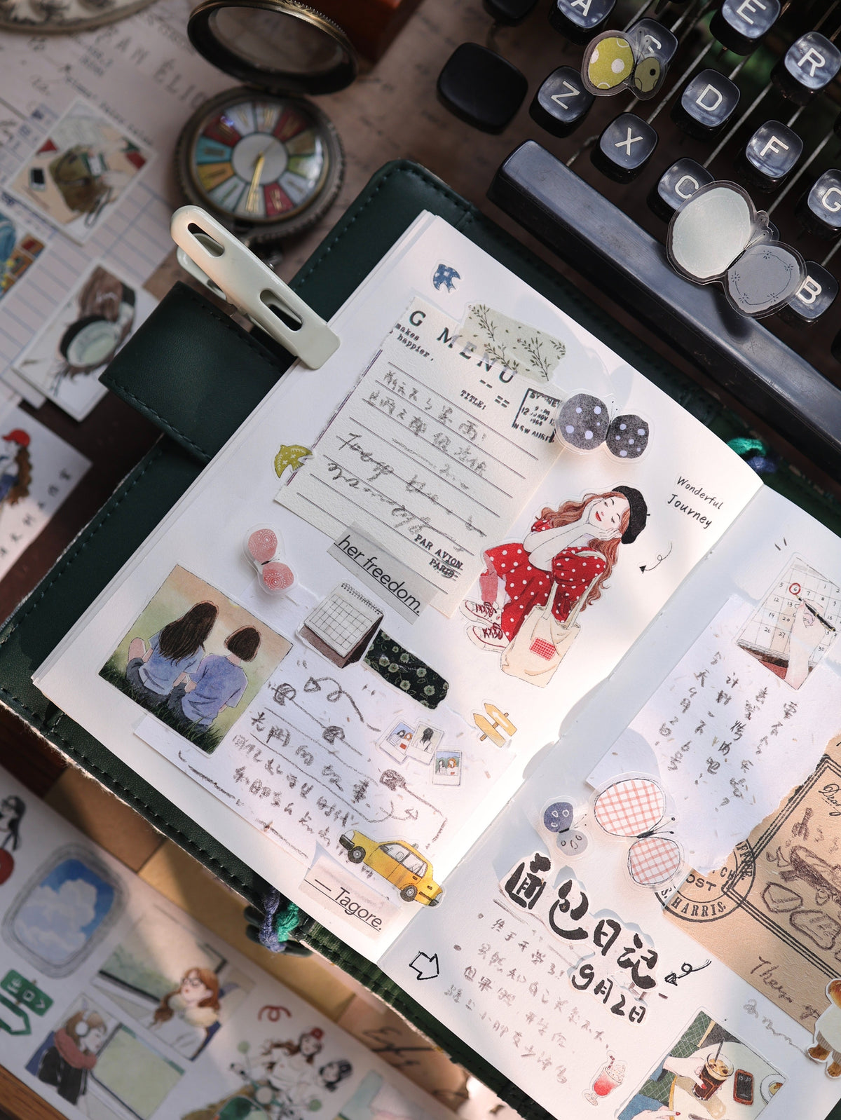 YiEr Vol18【Journey】Salt Series Pre-cut Orginal Design Travel Character Storyboard Washi Tape and PET Stickers