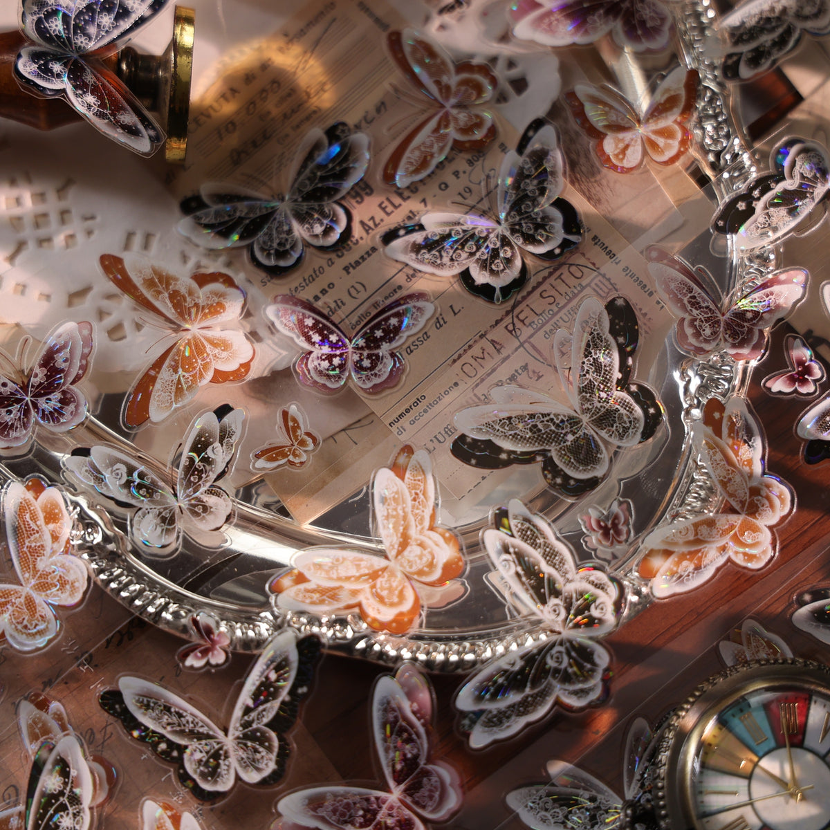 YiEr Vol18【Glasswing Butterfly】Pre-cut Orginal Design Butterfly Washi Tape and PET Stickers