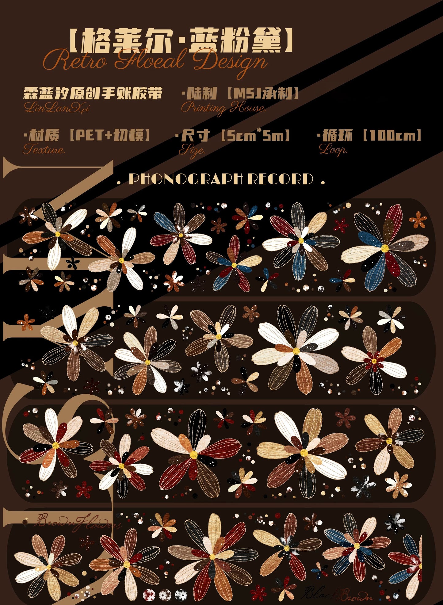 Linlanxi Vol14【Gelaier】【Blue Pink Dai】Original Design Retro Exquisite Vintage Decorative Washi/Pet Tape