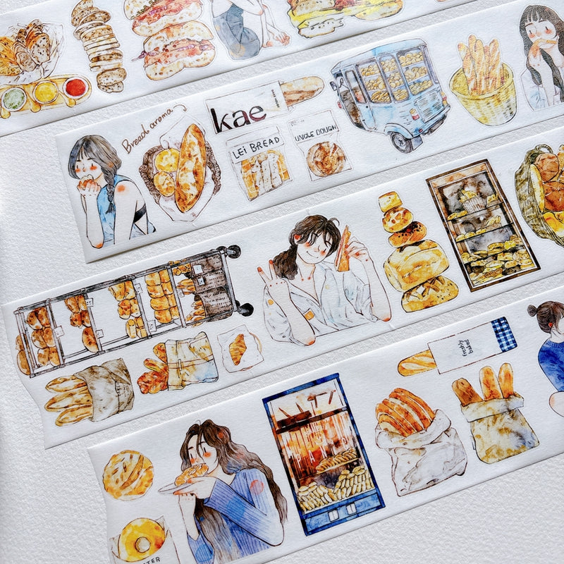 Seahorse Forest Vol.12【A69#Bread Woman】Vintage Delicious Sweets Bread Original Design Pre-Cut Washi/PET Tape Stickers,for Scrapbook Supplies,Junk Journal Supplies
