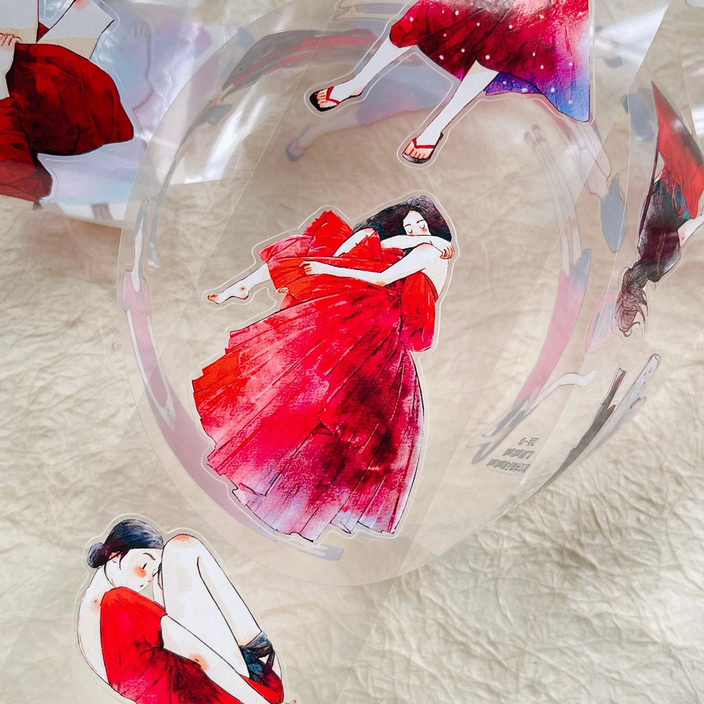 DingDing Vol12【42#A Little Red】Original Design Pre-Cut Washi/PET Tape Stickers,for Scrapbook Supplies,Journaling,Junk Journal,Bullet Journal,Planner Stickers