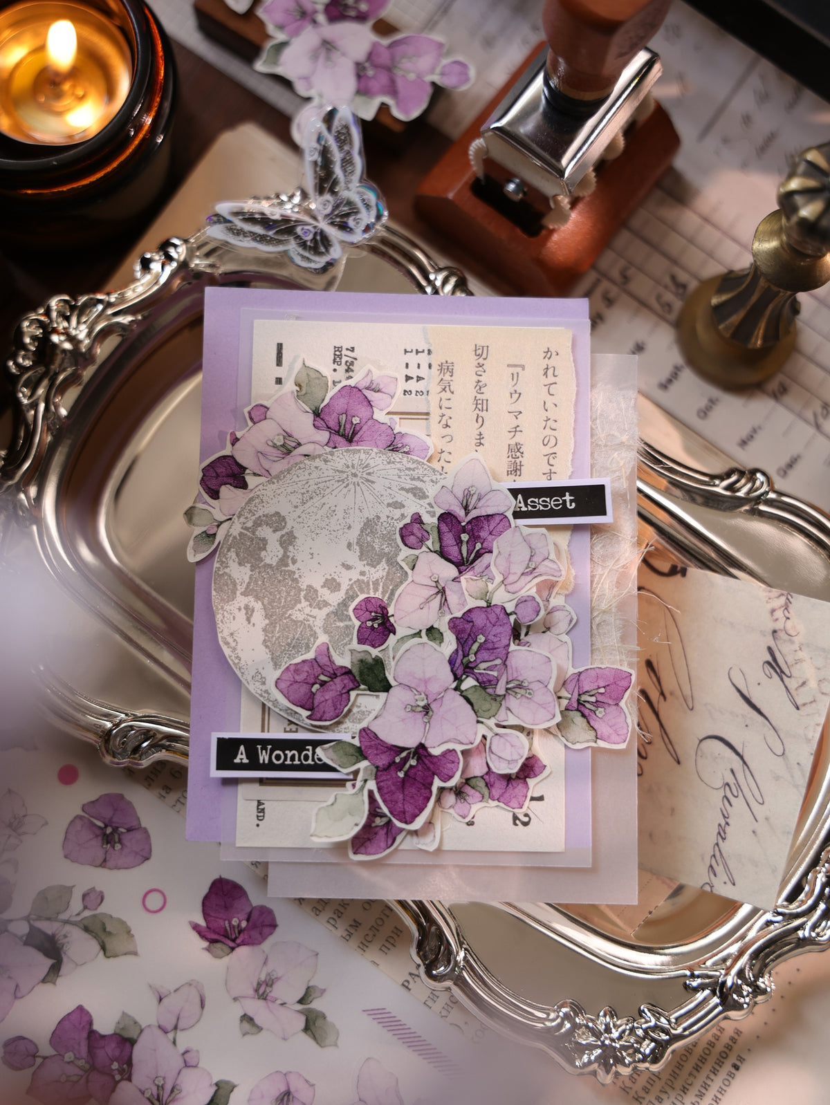 YiEr Vol18【Bougainvillea】Pre-cut Orginal Design Follower Washi Tape and PET Stickers
