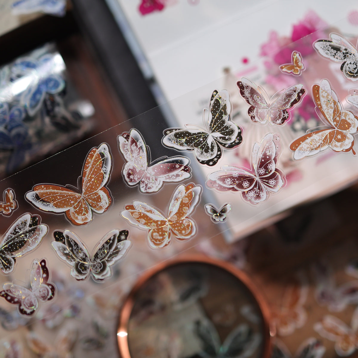 YiEr Vol18【Glasswing Butterfly】Pre-cut Orginal Design Butterfly Washi Tape and PET Stickers