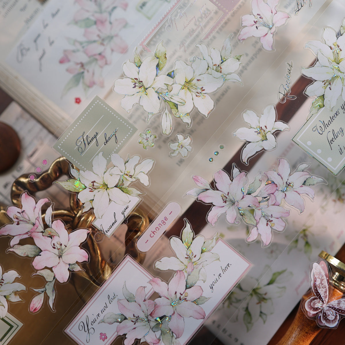 YiEr Vol18【Faint-Mist Lily】Pre-cut Orginal Design Follower Washi Tape and PET Stickers