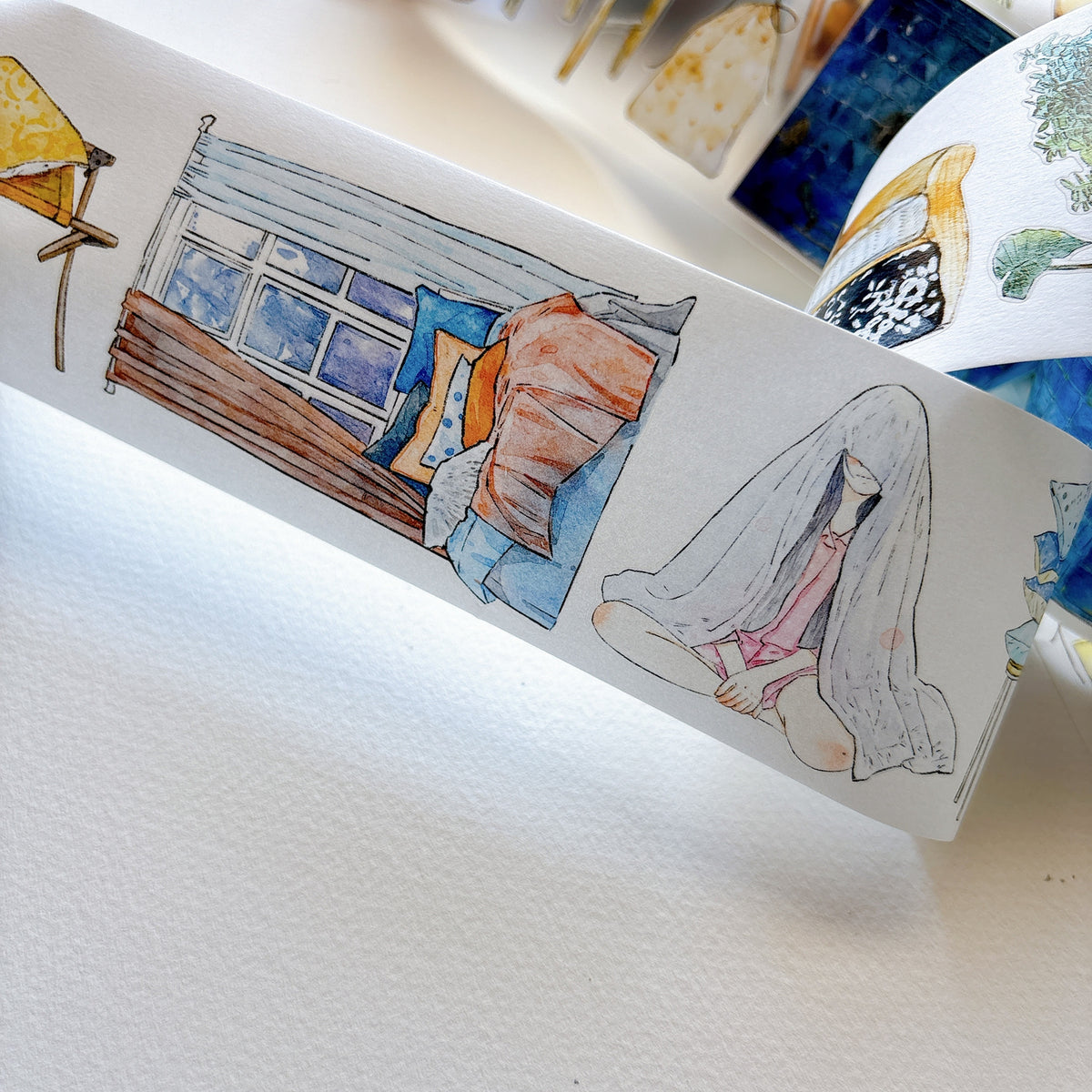 DingDing Vol.17【66#There is a Nest】Original Character Design Vintage Casualness Girl Washi/PET Tape Stickers, for Scrapbook Supplies,Scrapbook Tape Stickers,Junk Journal Supplies