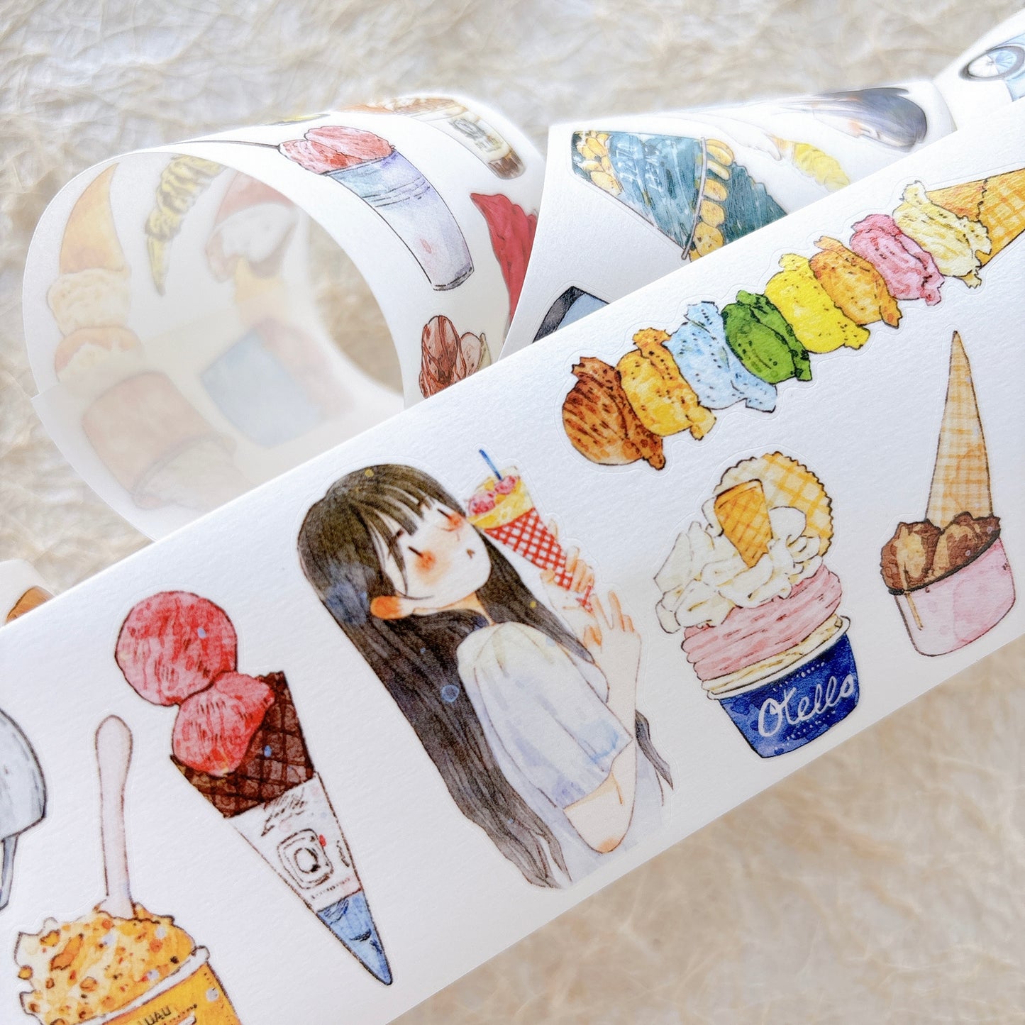 Seahorse Forest Vol11【A65#Icecream】Vintage Delicious Sweets Original Design Pre-Cut Washi/PET Tape Stickers,for Scrapbook Supplies,Junk Journal Supplies