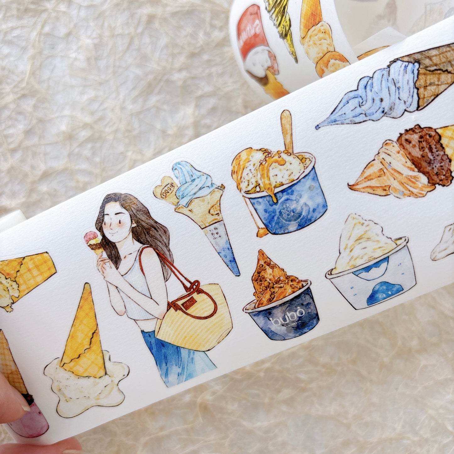 Seahorse Forest Vol11【A65#Icecream】Vintage Delicious Sweets Original Design Pre-Cut Washi/PET Tape Stickers,for Scrapbook Supplies,Junk Journal Supplies
