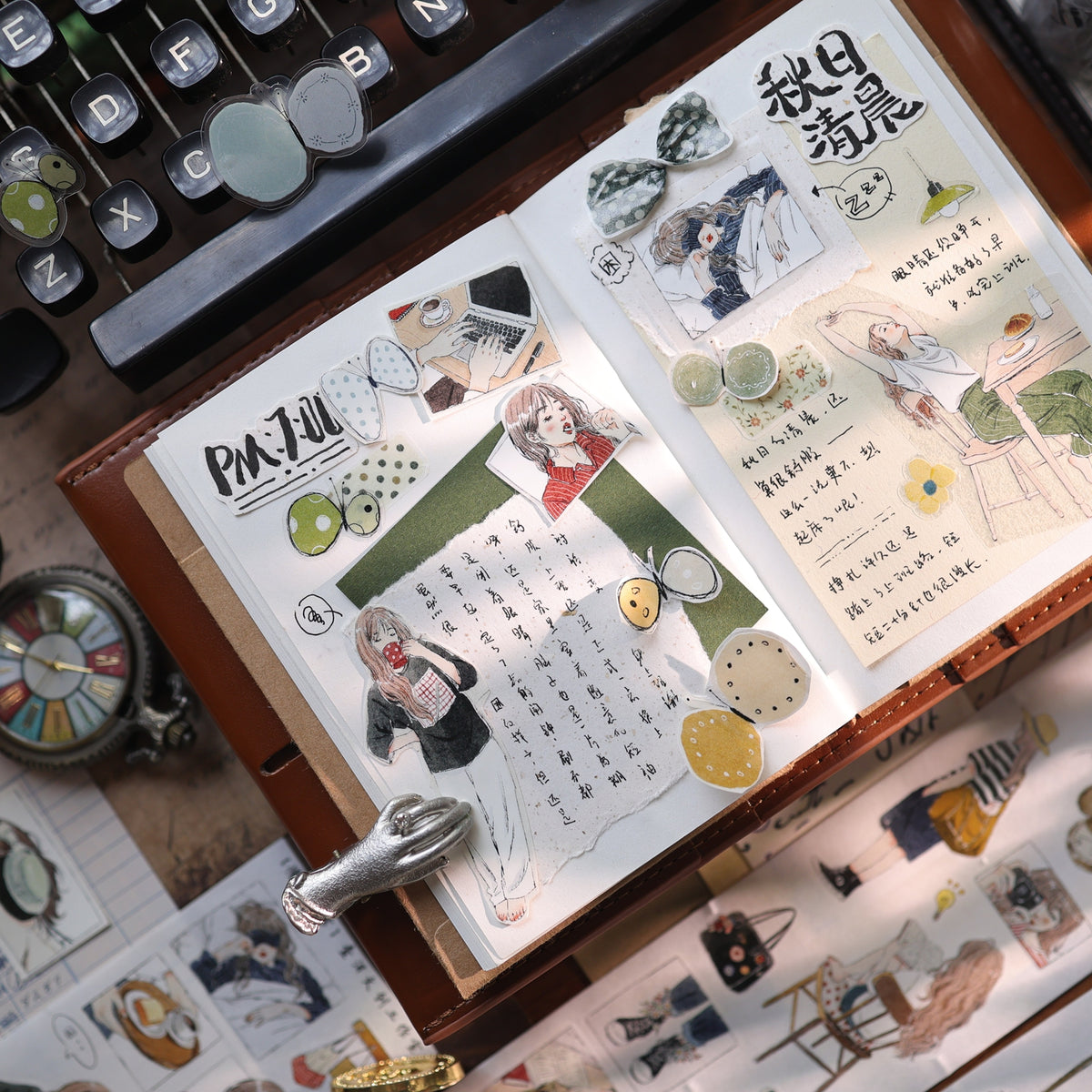 YiEr Vol18【Slow Daily Life】Salt Series Pre-cut Orginal Design Travel Character Storyboard Washi Tape and PET Stickers