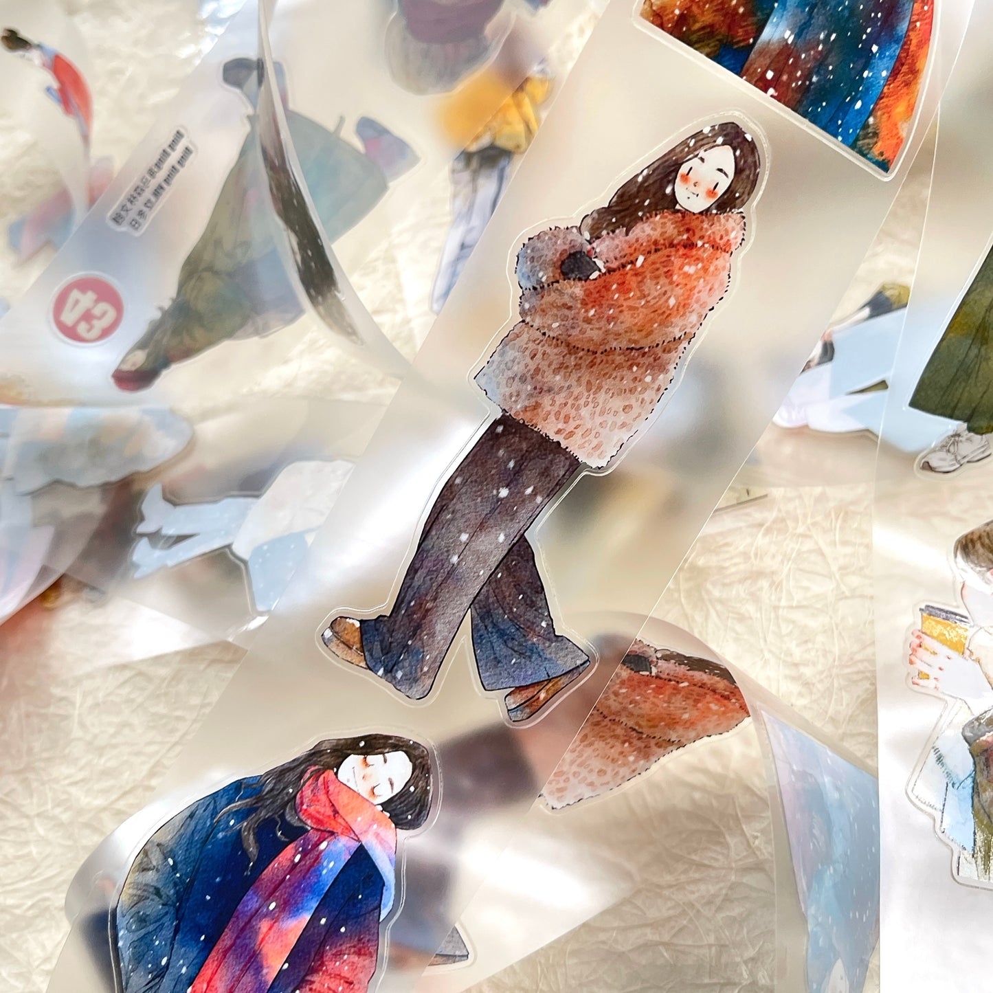 DingDing Vol12【43#Winter Day】Original Design Pre-Cut Washi/PET Tape Stickers,for Scrapbook Supplies,Journaling,Junk Journal,Bullet Journal,Planner Stickers