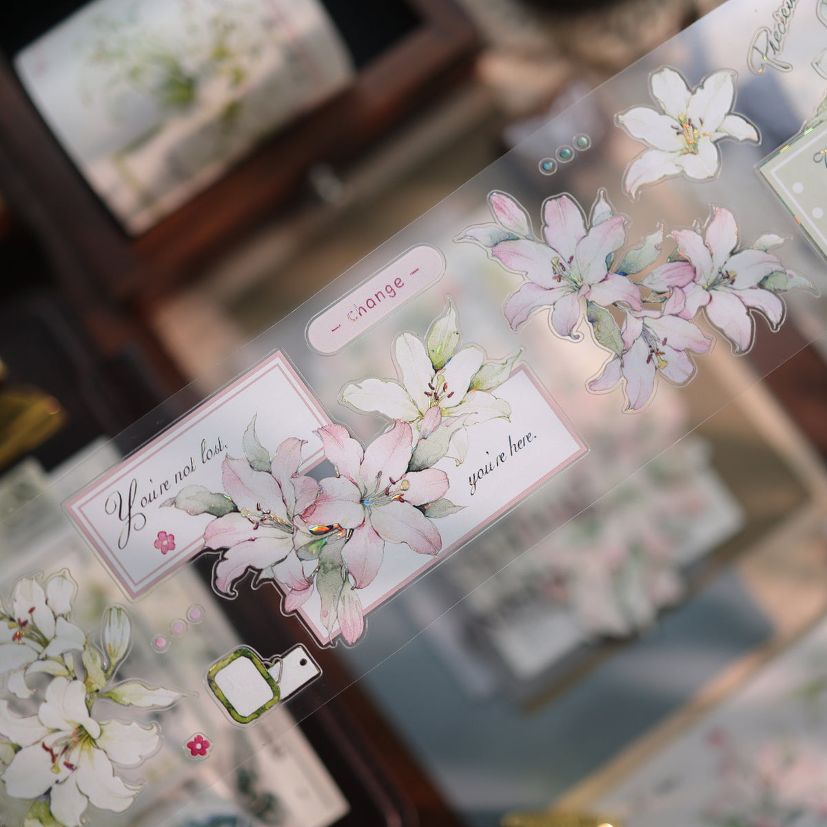 YiEr Vol18【Faint-Mist Lily】Pre-cut Orginal Design Follower Washi Tape and PET Stickers