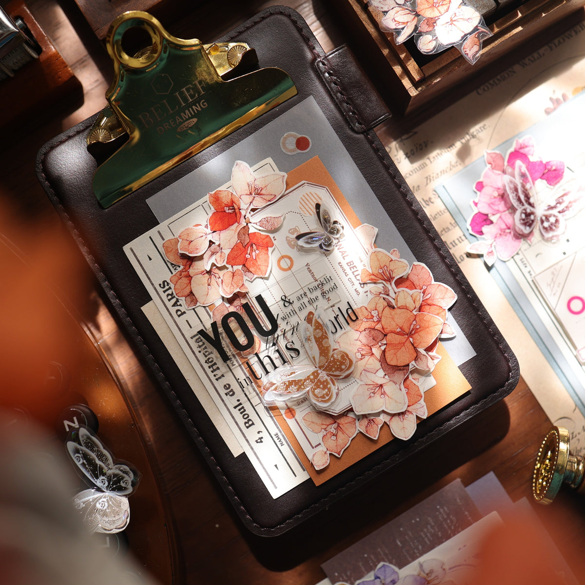 YiEr Vol18【Bougainvillea】Pre-cut Orginal Design Follower Washi Tape and PET Stickers