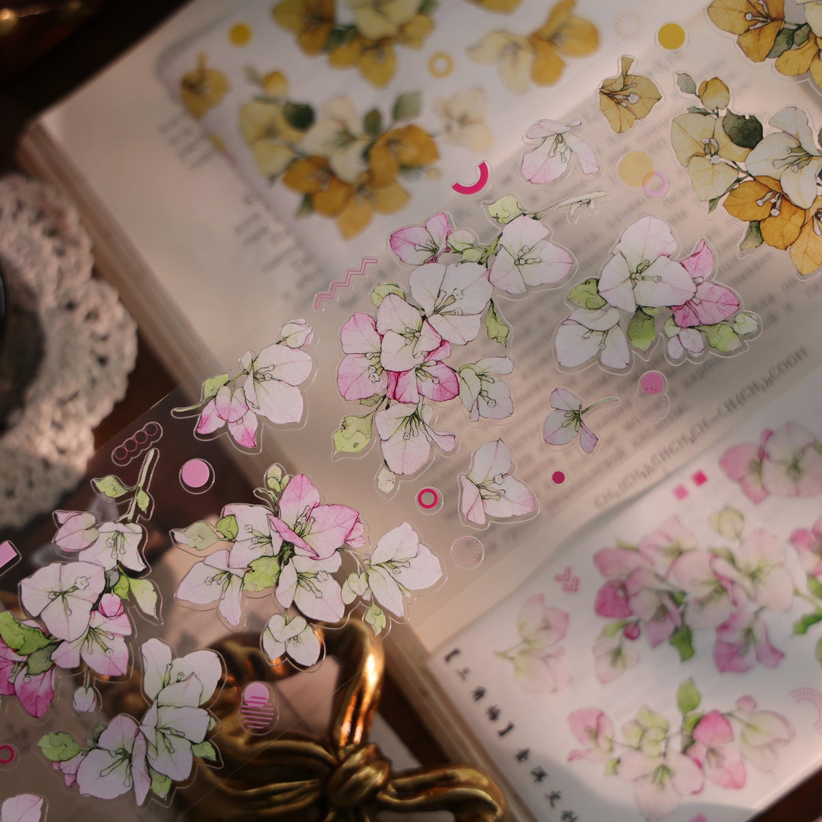 YiEr Vol18【Bougainvillea】Pre-cut Orginal Design Follower Washi Tape and PET Stickers
