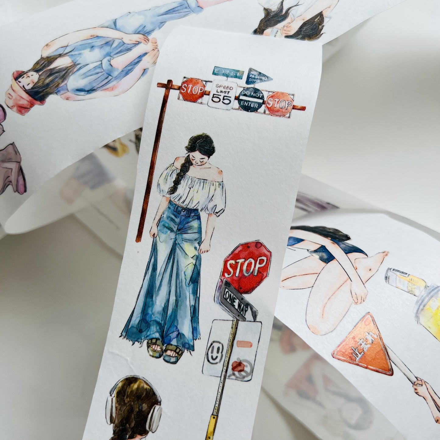 DingDing Vol3【10#Small Journey】Original Character Design Vintage Casualness Girl Washi PET Tape