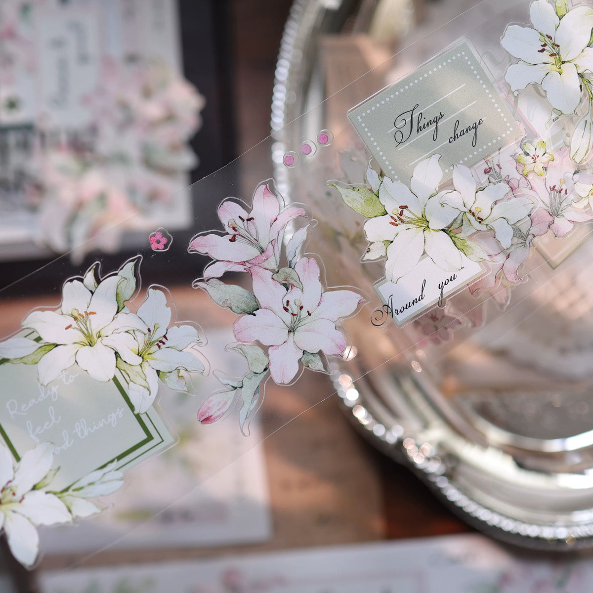 YiEr Vol18【Faint-Mist Lily】Pre-cut Orginal Design Follower Washi Tape and PET Stickers