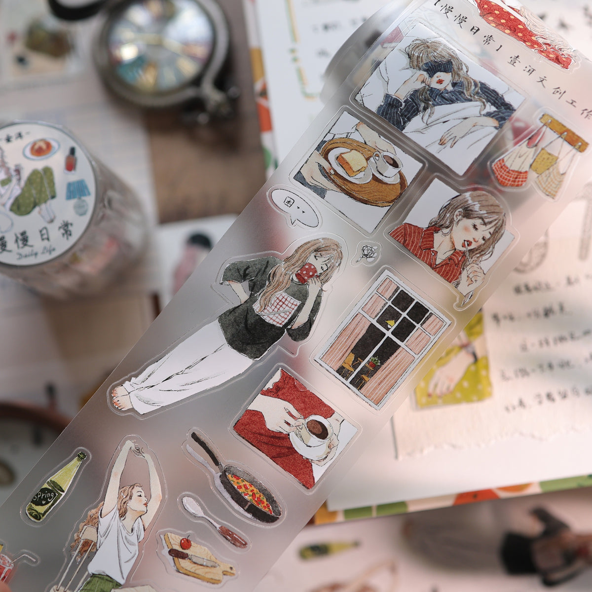 YiEr Vol18【Slow Daily Life】Salt Series Pre-cut Orginal Design Travel Character Storyboard Washi Tape and PET Stickers