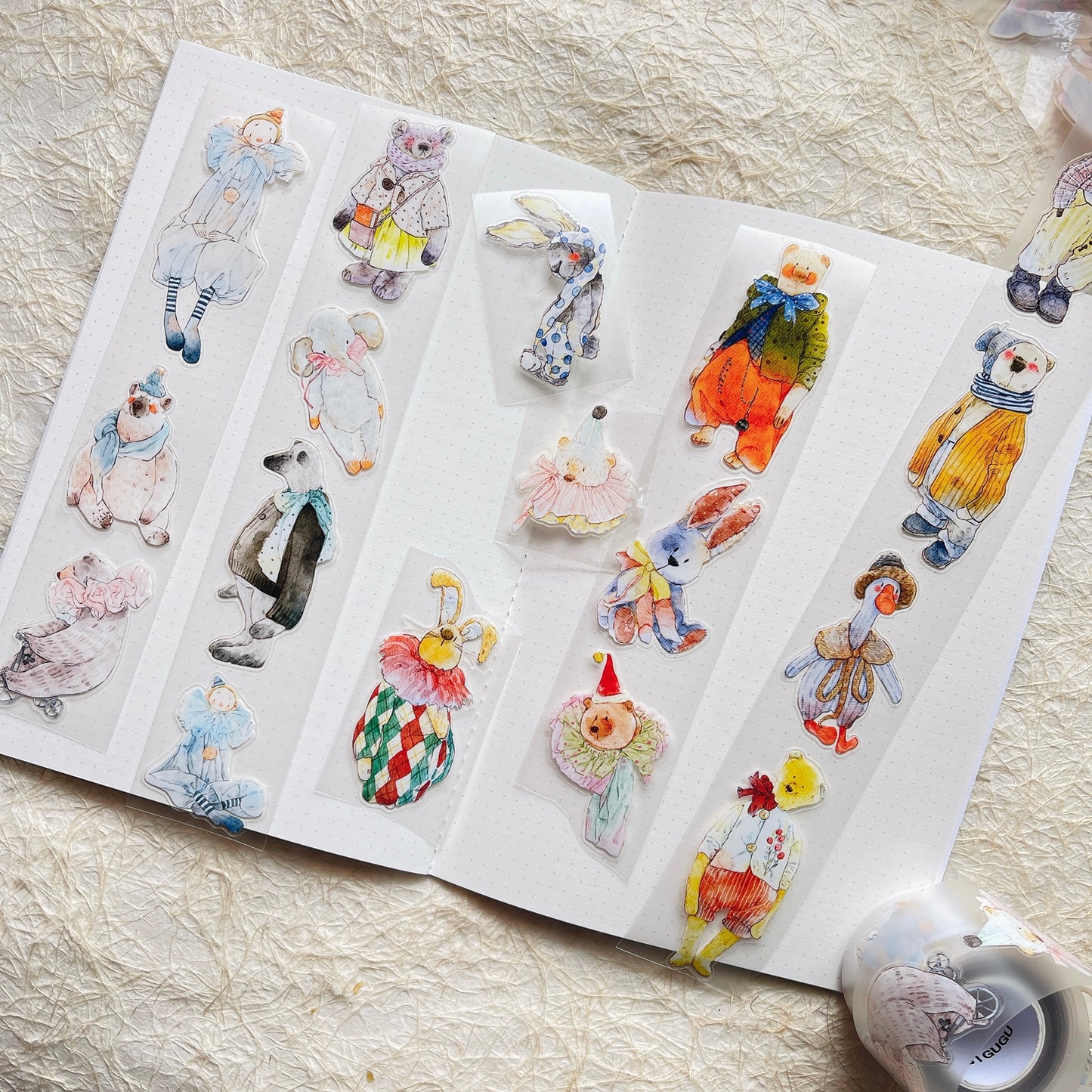 DingDing Vol13【46#Ragdoll】Kiss-cut Washi Pet Tape,Original Vintage Design for Scrapbooks Supplies,Junk Journal,Planner Stickers