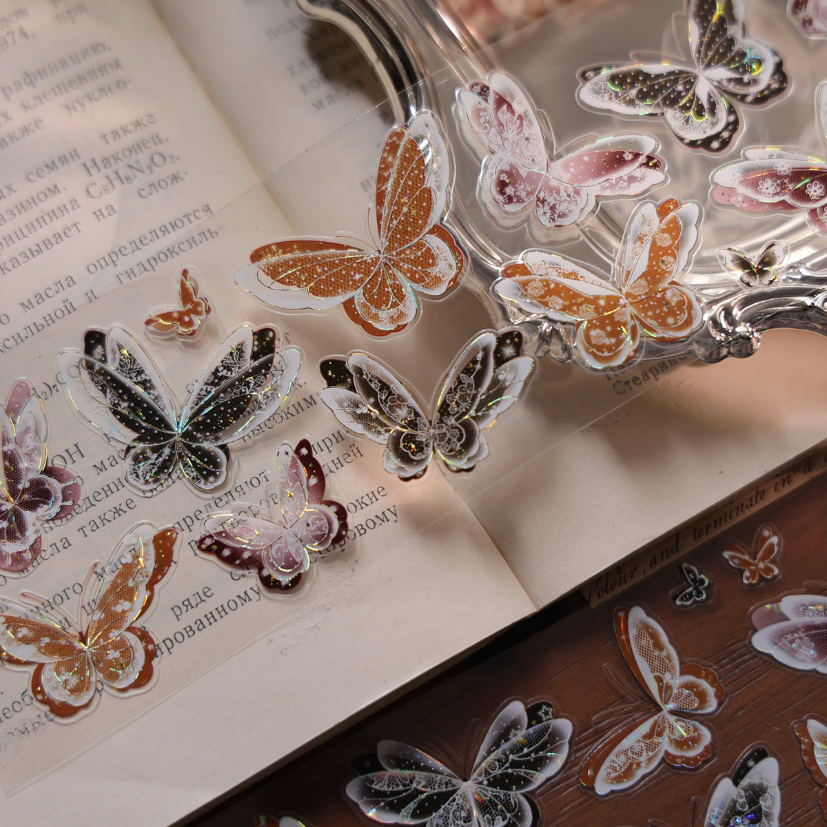 YiEr Vol18【Glasswing Butterfly】Pre-cut Orginal Design Butterfly Washi Tape and PET Stickers