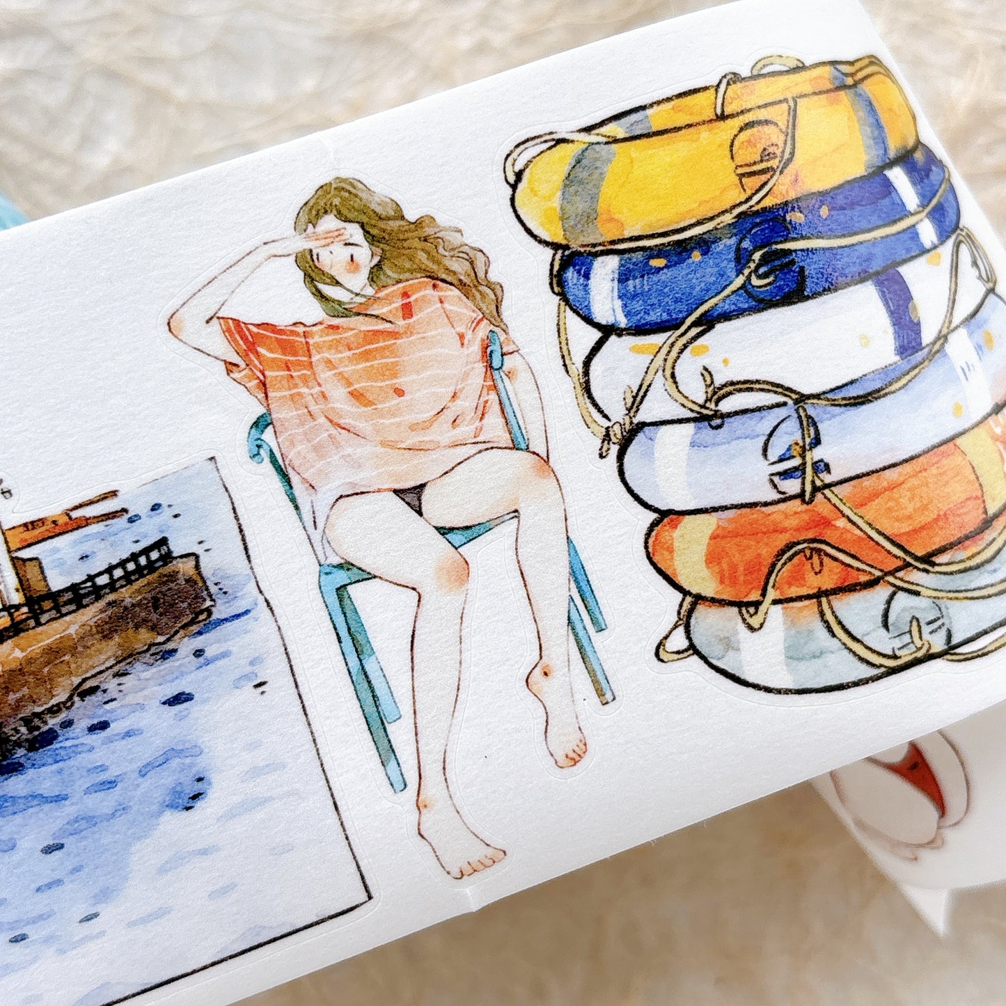 Seahorse Forest Vol11【A66#Anecdotes from Coast】Vintage Scene Original Design Pre-Cut Washi/PET Tape Stickers,for Scrapbook Supplies,Junk Journal Supplies