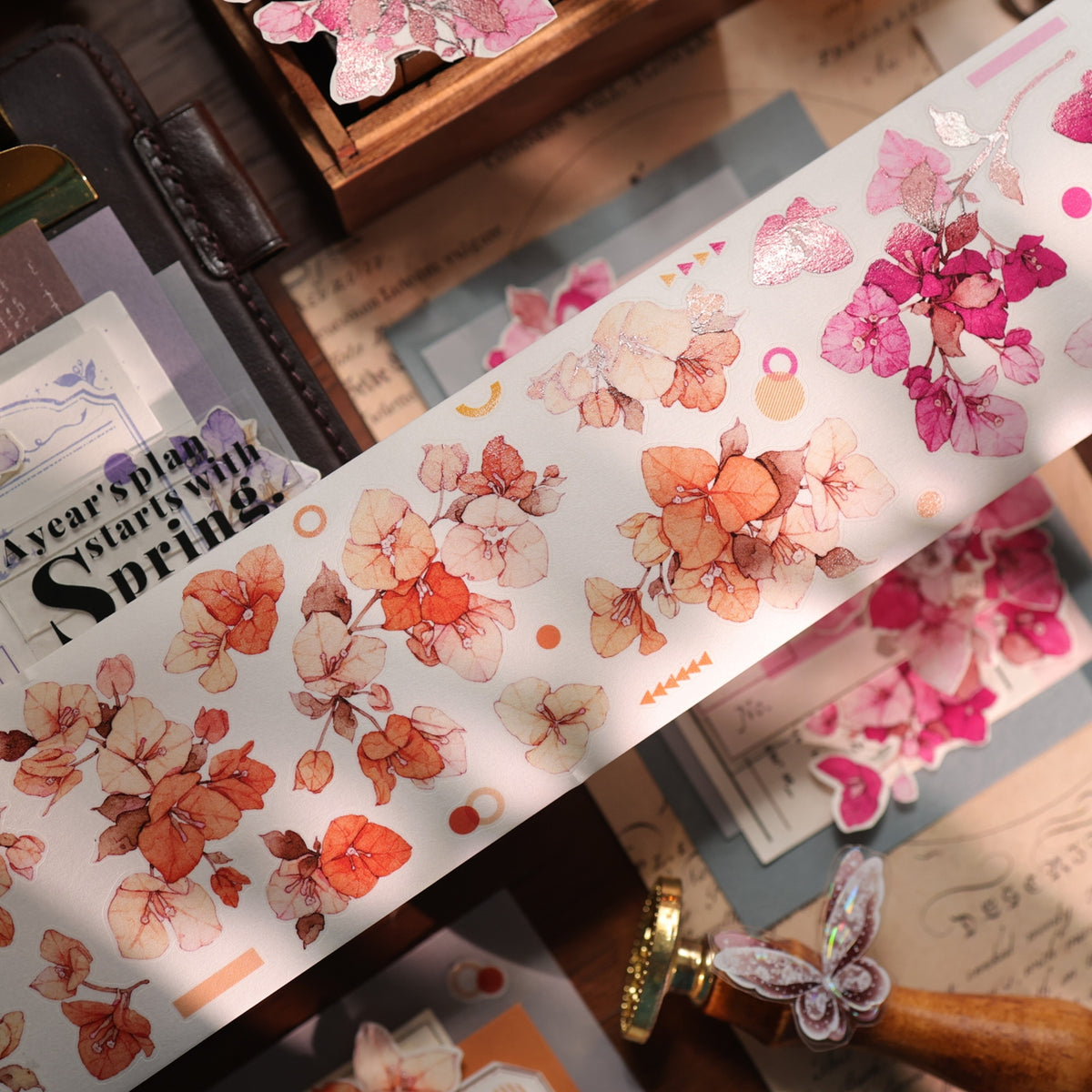 YiEr Vol18【Bougainvillea】Pre-cut Orginal Design Follower Washi Tape and PET Stickers