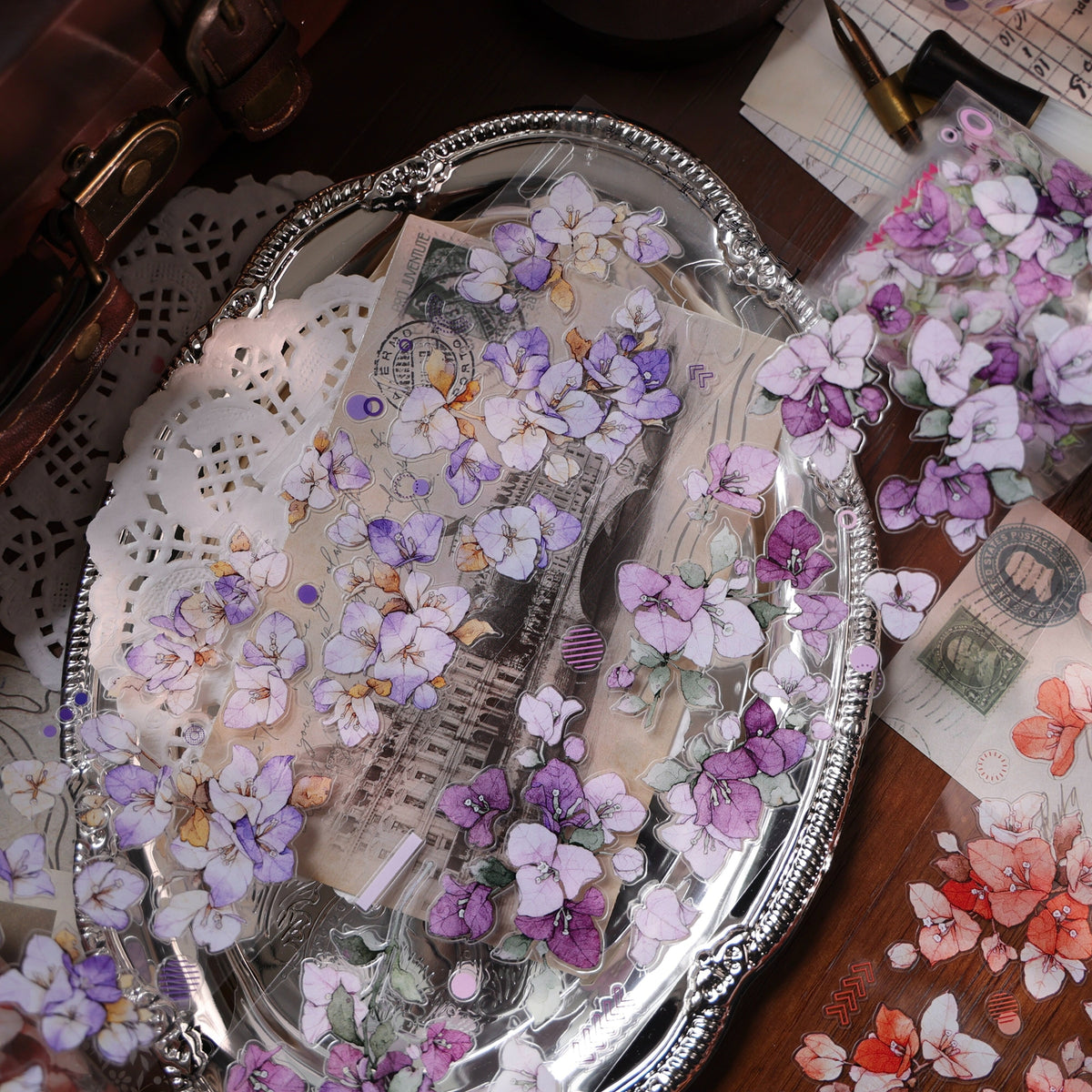 YiEr Vol18【Bougainvillea】Pre-cut Orginal Design Follower Washi Tape and PET Stickers