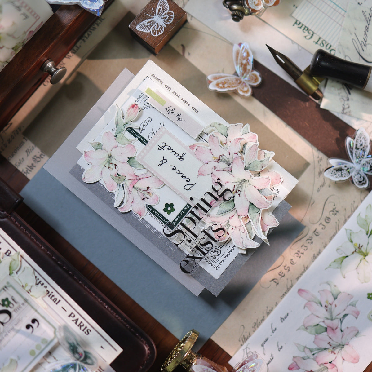 YiEr Vol18【Faint-Mist Lily】Pre-cut Orginal Design Follower Washi Tape and PET Stickers
