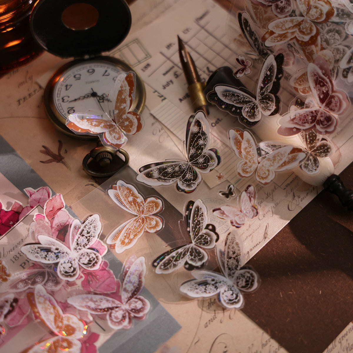 YiEr Vol18【Glasswing Butterfly】Pre-cut Orginal Design Butterfly Washi Tape and PET Stickers