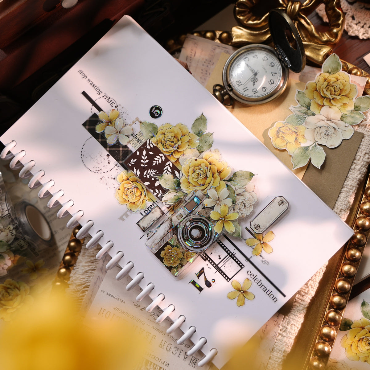 YiEr Vol18【Yellowed Letter Paper】Pre-cut Orginal Design Follower Washi Tape and PET Stickers