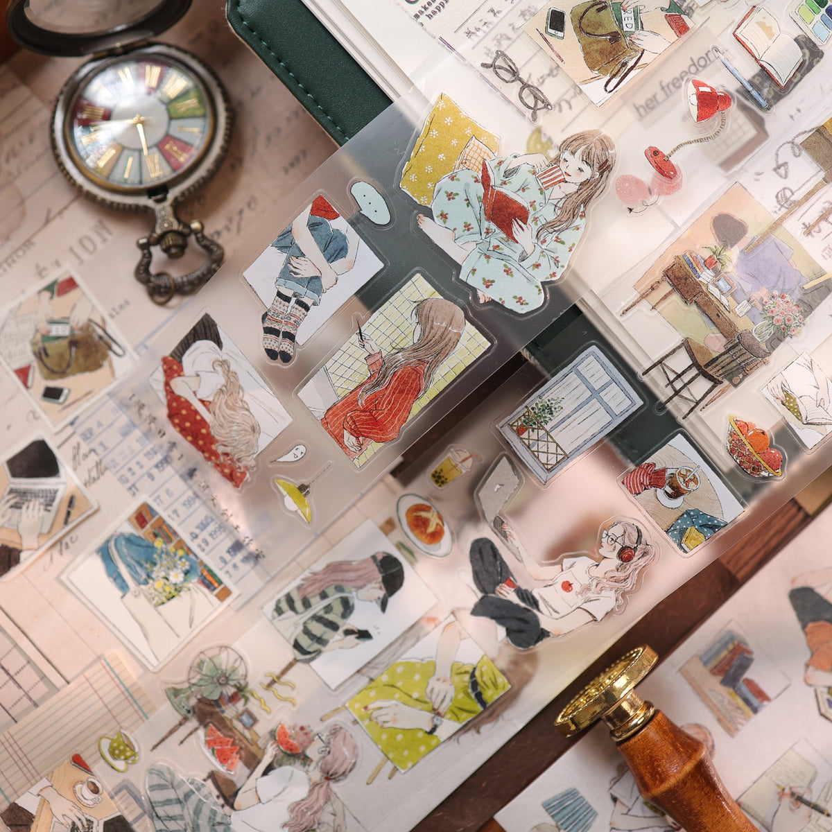 YiEr Vol18【Slow Daily Life】Salt Series Pre-cut Orginal Design Travel Character Storyboard Washi Tape and PET Stickers