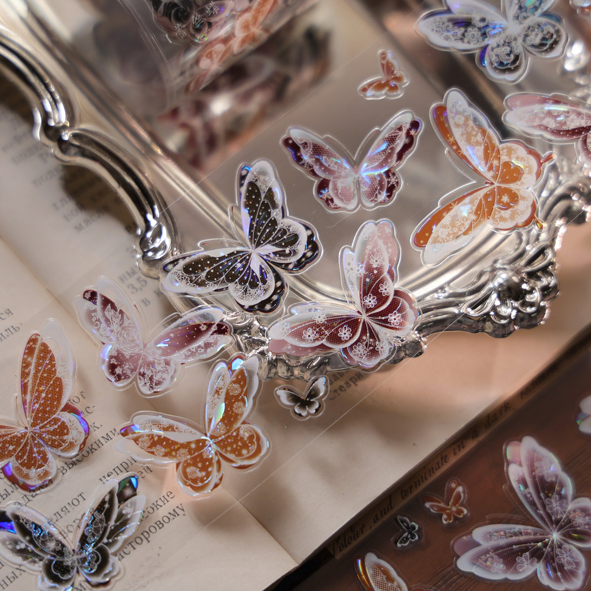 YiEr Vol18【Glasswing Butterfly】Pre-cut Orginal Design Butterfly Washi Tape and PET Stickers