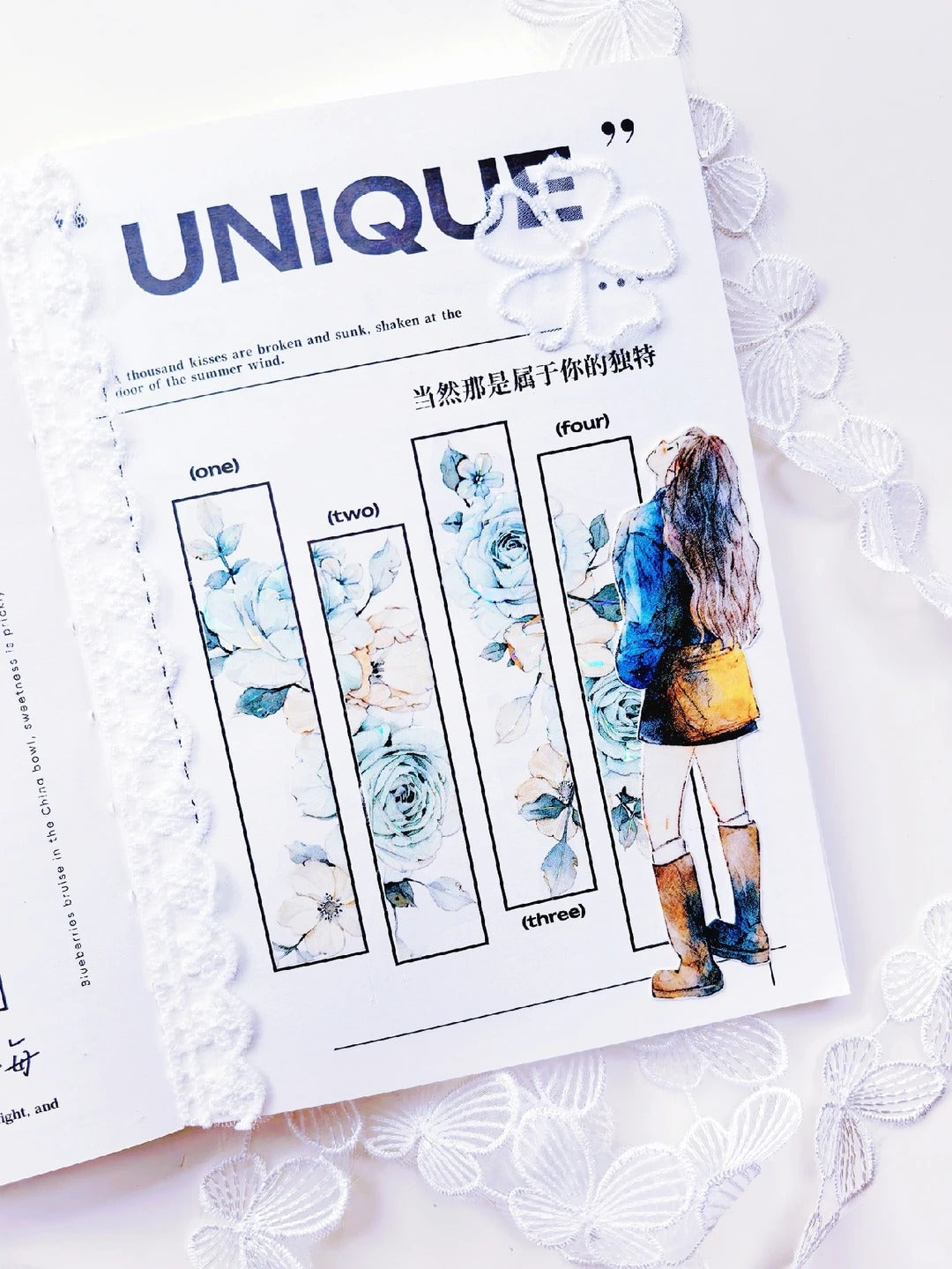 DingDing Washi Tape Set-2 Rolls(44+45) Washi/PET Tape Stickers,Original Designs,Fashion Characters Figures for Scrapbooks Supplies,Journaling,Junk Journal,Bullet Journals,Planners