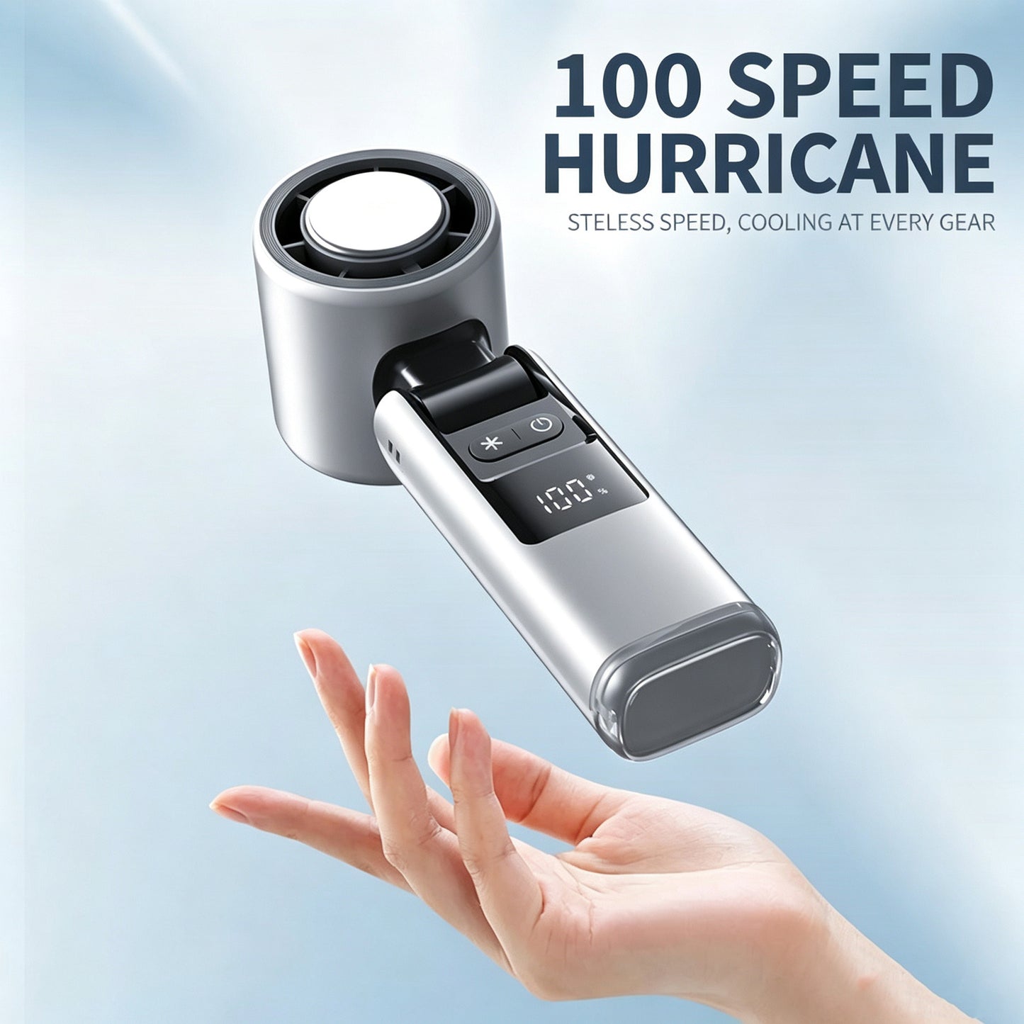 4000mAh Ultra-long Standby Mini 100 Speed Handheld Fan with Ice Cold Compress – USB Rechargeable Mini Turbo Portable Cooling Fan, Shenzhen Factory Wholesale