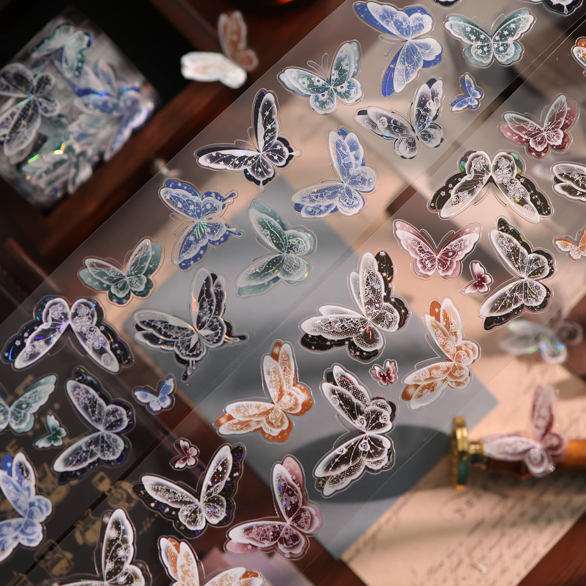 YiEr Vol18【Glasswing Butterfly】Pre-cut Orginal Design Butterfly Washi Tape and PET Stickers