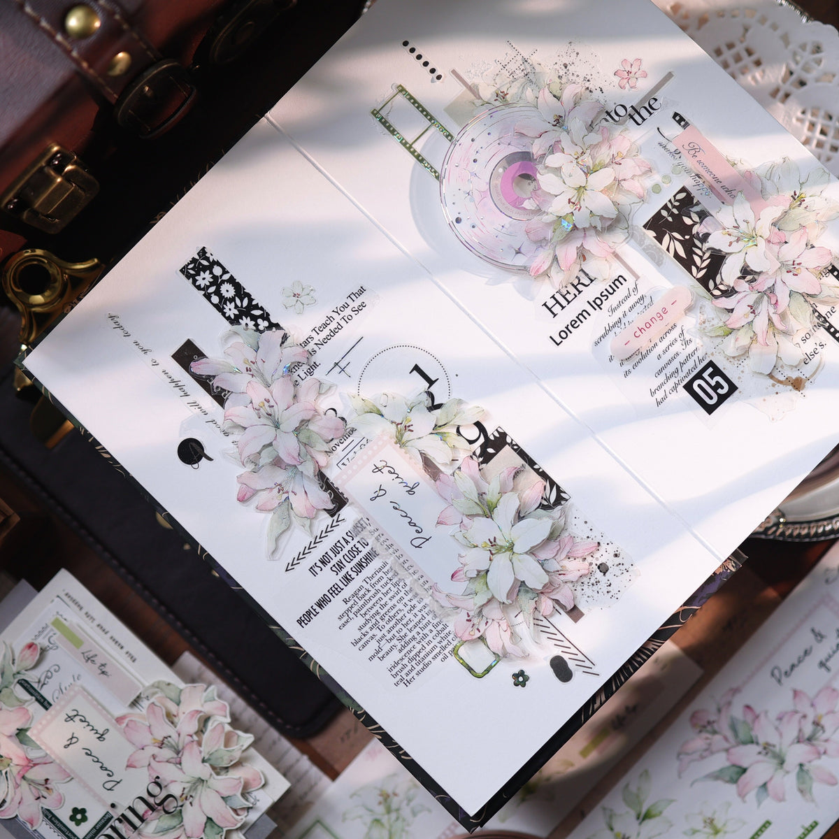 YiEr Vol18【Faint-Mist Lily】Pre-cut Orginal Design Follower Washi Tape and PET Stickers