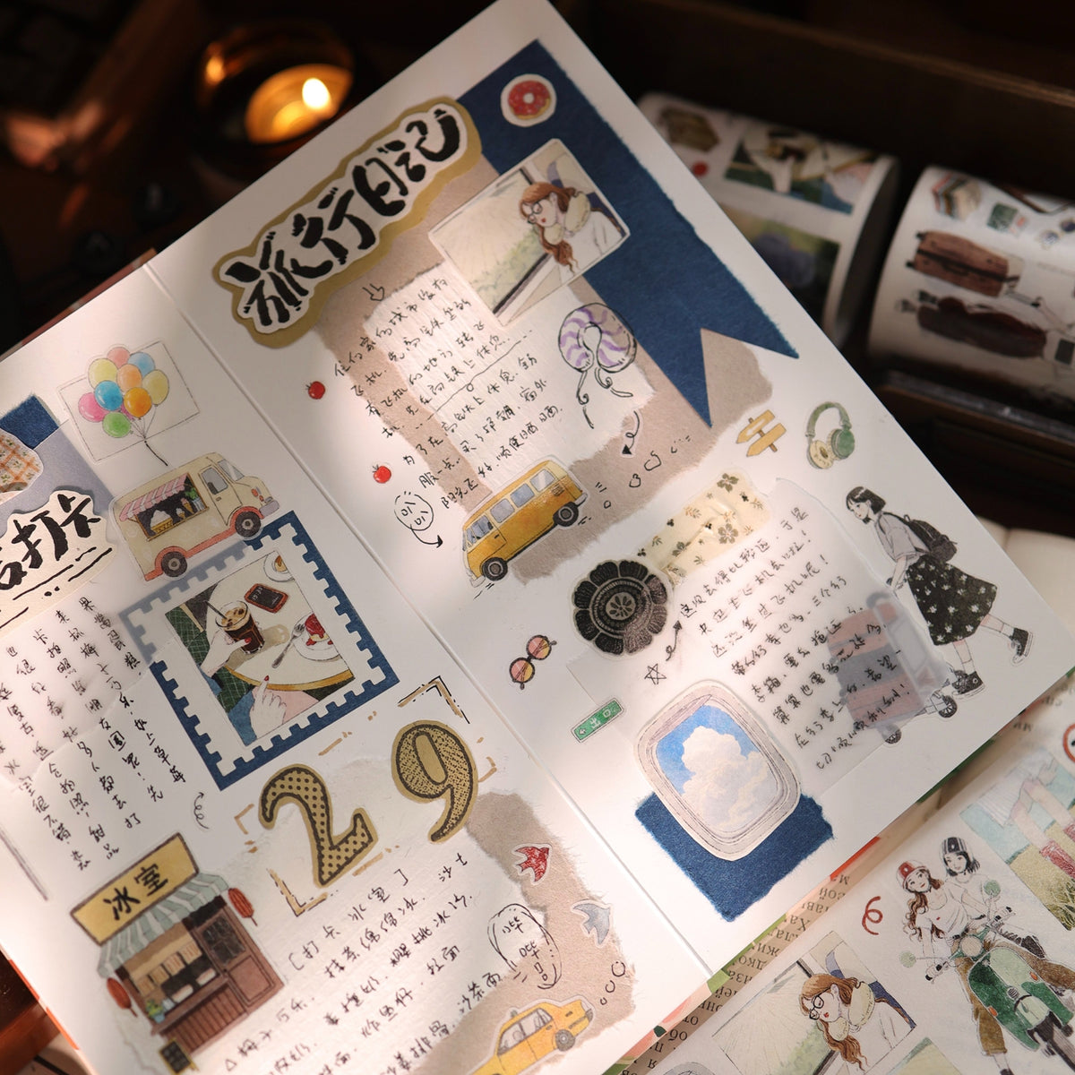 YiEr Vol18【Journey】Salt Series Pre-cut Orginal Design Travel Character Storyboard Washi Tape and PET Stickers