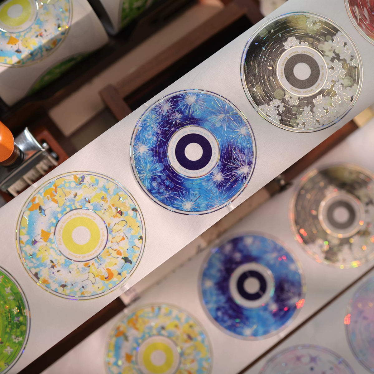 YiEr Vol18【 Spinning Sound Creates Dreams】Pre-cut Orginal Design CD Disc Tape,Light Retro Record Washi Pet Tape