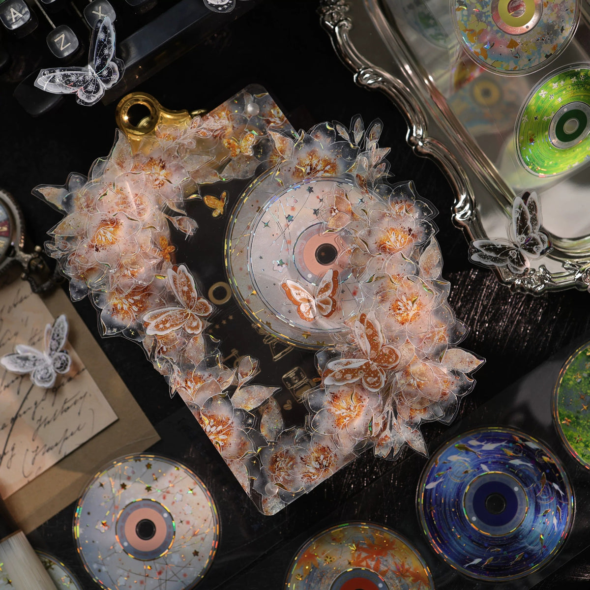 YiEr Vol18【 Spinning Sound Creates Dreams】Pre-cut Orginal Design CD Disc Tape,Light Retro Record Washi Pet Tape